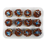 Mini White Cupcakes with Chocolate Icing